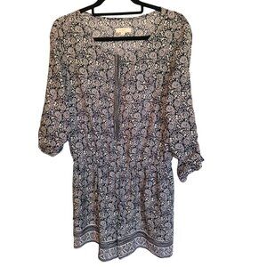 Ann Taylor LOFT Cottage Core Boho 3/4 Sleeve Dress Romper Floral Paisley Print 6